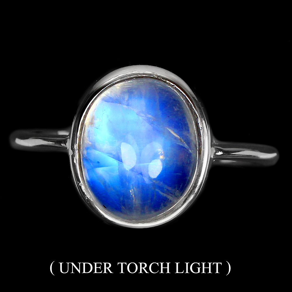 925 Sterling Silver Ring Oval Moonstone 11x9mm Gemstone